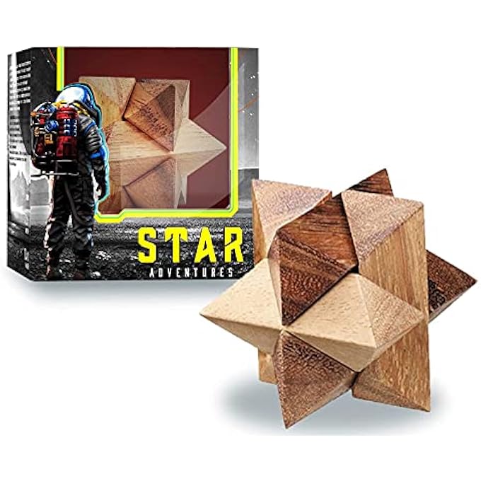 PUZZLES ART. POLAR STAR - 3D WOODEN BRAIN TEASER - DIFFICULTY 3/6 HARD - STAR ADVENTURES SERIES - Image 1